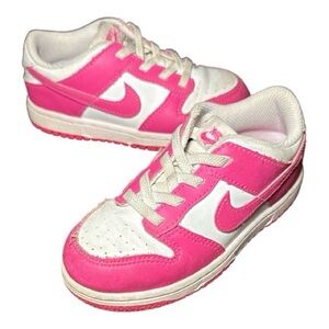 Nike Dunk Low Barbie Toddler Shoes Size 10C Laser Fuchsia PINK White